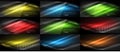 Set of neon smooth wave digital abstract backgrounds Royalty Free Stock Photo