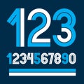 Set of vector numbers made with white lines, can be used for logo creation Royalty Free Stock Photo