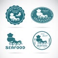 Set of vector octopus seafood labels