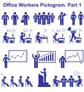 Set vector office workers pictograms. Business icons and symbols of people Royalty Free Stock Photo