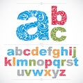 Set of vector ornate lowercase letters, flower-patterned typescript. Colorful characters created using herbal texture. Royalty Free Stock Photo