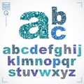 Set of vector ornate lowercase letters, flower-patterned typescript. Colorful characters created using herbal texture. Royalty Free Stock Photo