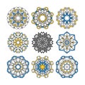 Set of vector ornate mandalas for coloring book. Collection of decorative round ornaments Royalty Free Stock Photo