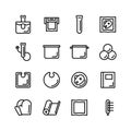 Set of vector outline icons of sous vide technology. Royalty Free Stock Photo