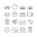 Set of vector outline post office icons