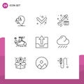 Group of 9 Modern Outlines Set for close, rain, chemistry, mountain, landscape