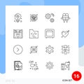 Set of 16 Vector Outlines on Grid for file, road, preferences, race, checkpoint