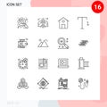 Set of 16 Vector Outlines on Grid for giza, tag, home, seo, superscript