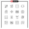 Pack of 16 Modern Outlines Signs and Symbols for Web Print Media such as massege, transfer, grid, replace, avatar Royalty Free Stock Photo