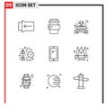 9 Creative Icons Modern Signs and Symbols of mobile, phone, hat, work, effectiveness