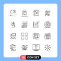 Modern Set of 16 Outlines Pictograph of pot, money, meat, growing, calculator Royalty Free Stock Photo