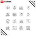 Set of 16 Vector Outlines on Grid for right, hand, camera, gestures, image Royalty Free Stock Photo