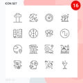 Set of 16 Vector Outlines on Grid for ruler, draw, ecommerce, drafting, house