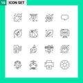 Set of 16 Vector Outlines on Grid for send, email, business, chatting, twitter