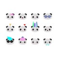 Set of 12 vector panda bears heads with funny kawaii faces, perfect for scrapbooking