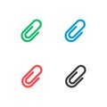 Set of vector paper clip icon. Colorful paper clip shape. Attachment symbol. Element for design logo mobile app interface card or Royalty Free Stock Photo