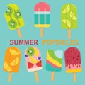 Set of vector pastel Popsicle, fruit Popsicle, ice cream, Royalty Free Stock Photo