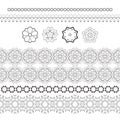 Set of vector patterned filigree hands and stylized flowers Royalty Free Stock Photo