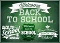 Set vector patterns for back to school on green blackboard Royalty Free Stock Photo