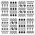 Set of vector patterns illustrating recreation resources