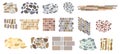 Set of vector paving tiles and bricks patterns from natural stone