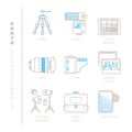 Set of vector photography icons and concepts in mono thin line style