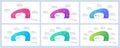 Set of vector pie chart infographic templates in the form of abstract shape. 3 4 5 6 7 8 parts Royalty Free Stock Photo