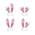 Set of vector pink rabbit ears isolated on white background.