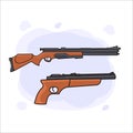 Set of vector pistols and rifles with cartoon combinations suitable for your needs