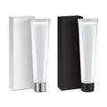 Set of vector plastic tube with cap and box for medicine or cosmetics - cream, gel, skin care, toothpaste. Packaging