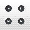 Set of vector player button. Element for design mobile app, website or music player. Simple interface button play, pause, left Royalty Free Stock Photo