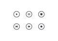 Set of vector player button. Outline element for design mobile app, website or music player. Simple interface button play, pause