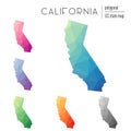 Set of vector polygonal California maps. Royalty Free Stock Photo