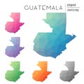 Set of vector polygonal Guatemala maps. Royalty Free Stock Photo