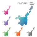 Set of vector polygonal Ishigaki maps filled with.