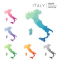 Set of vector polygonal Italy maps.