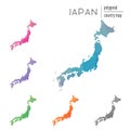 Set of vector polygonal Japan maps.