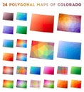 Set of vector polygonal maps of Colorado. Royalty Free Stock Photo