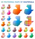 Set of vector polygonal maps of Guatemala. Royalty Free Stock Photo