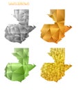 Set of vector polygonal maps of Guatemala. Royalty Free Stock Photo