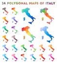 Set of vector polygonal maps of Italy.