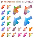 Set of vector polygonal maps of Jordan. Royalty Free Stock Photo