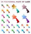 Set of vector polygonal maps of Laos.