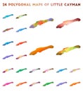 Set of vector polygonal maps of Little Cayman. Royalty Free Stock Photo
