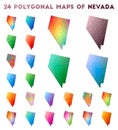 Set of vector polygonal maps of Nevada. Royalty Free Stock Photo