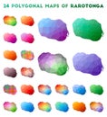 Set of vector polygonal maps of Rarotonga. Royalty Free Stock Photo