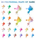 Set of vector polygonal maps of Sark. Royalty Free Stock Photo