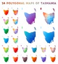 Set of vector polygonal maps of Tasmania. Royalty Free Stock Photo