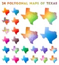 Set of vector polygonal maps of Texas.