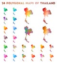 Set of vector polygonal maps of Thailand.